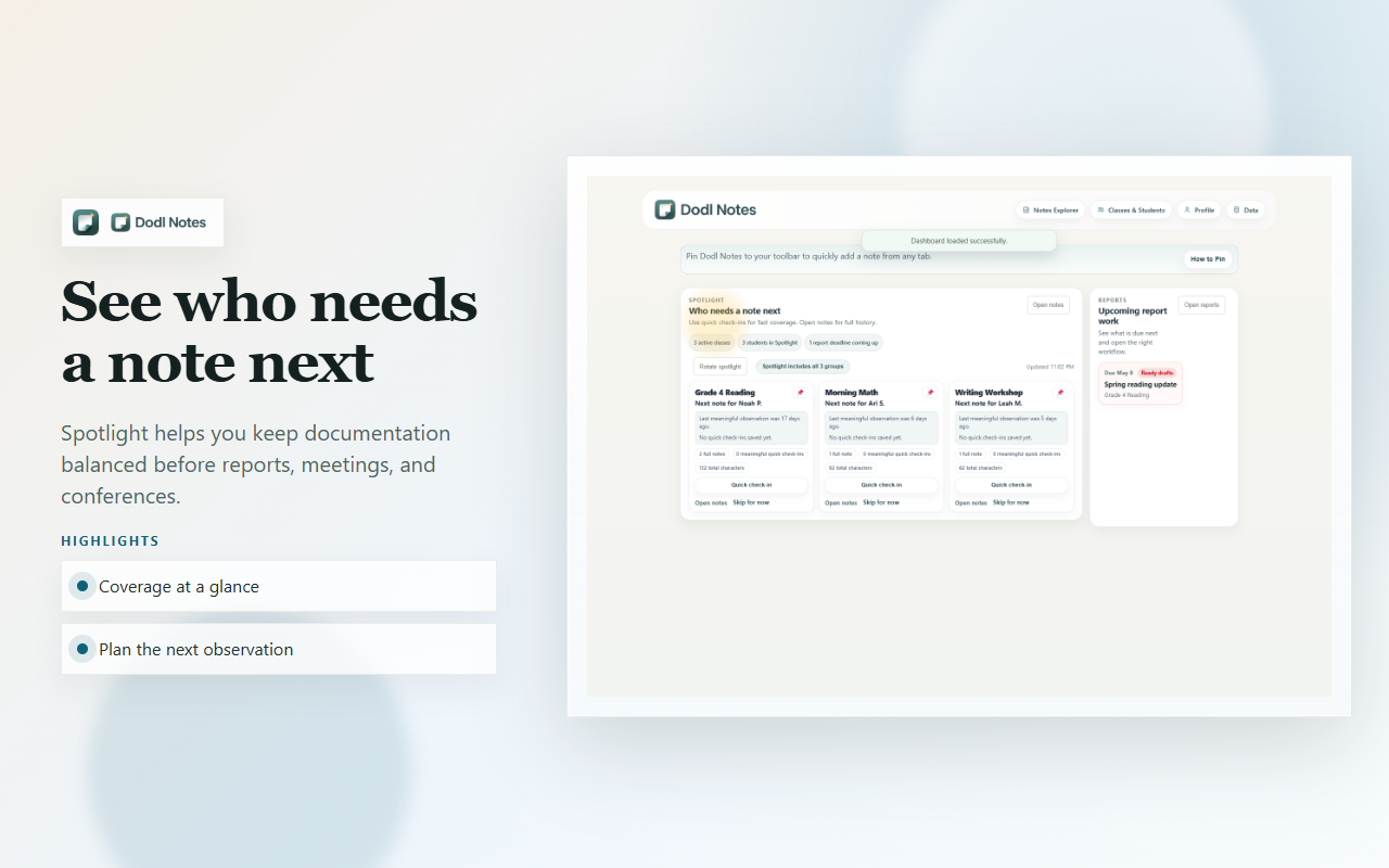 Dodl dashboard with coverage context